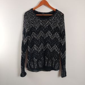 Lucky Brand Mohair chevron metallic weave sweater